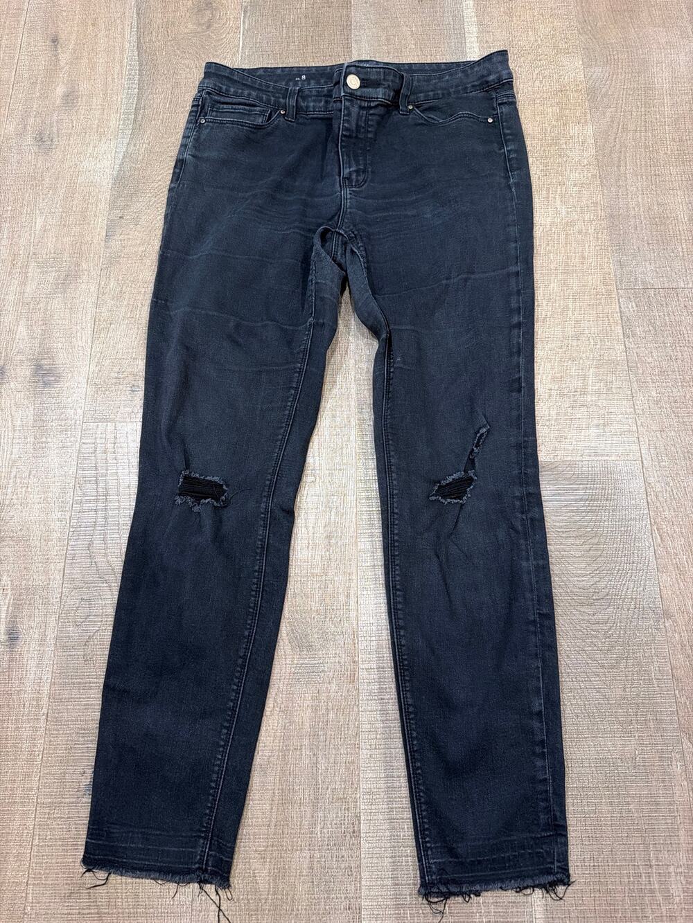 White House Black Market Skinny Leg Women Black Dark Wash Mid Rise Jeans